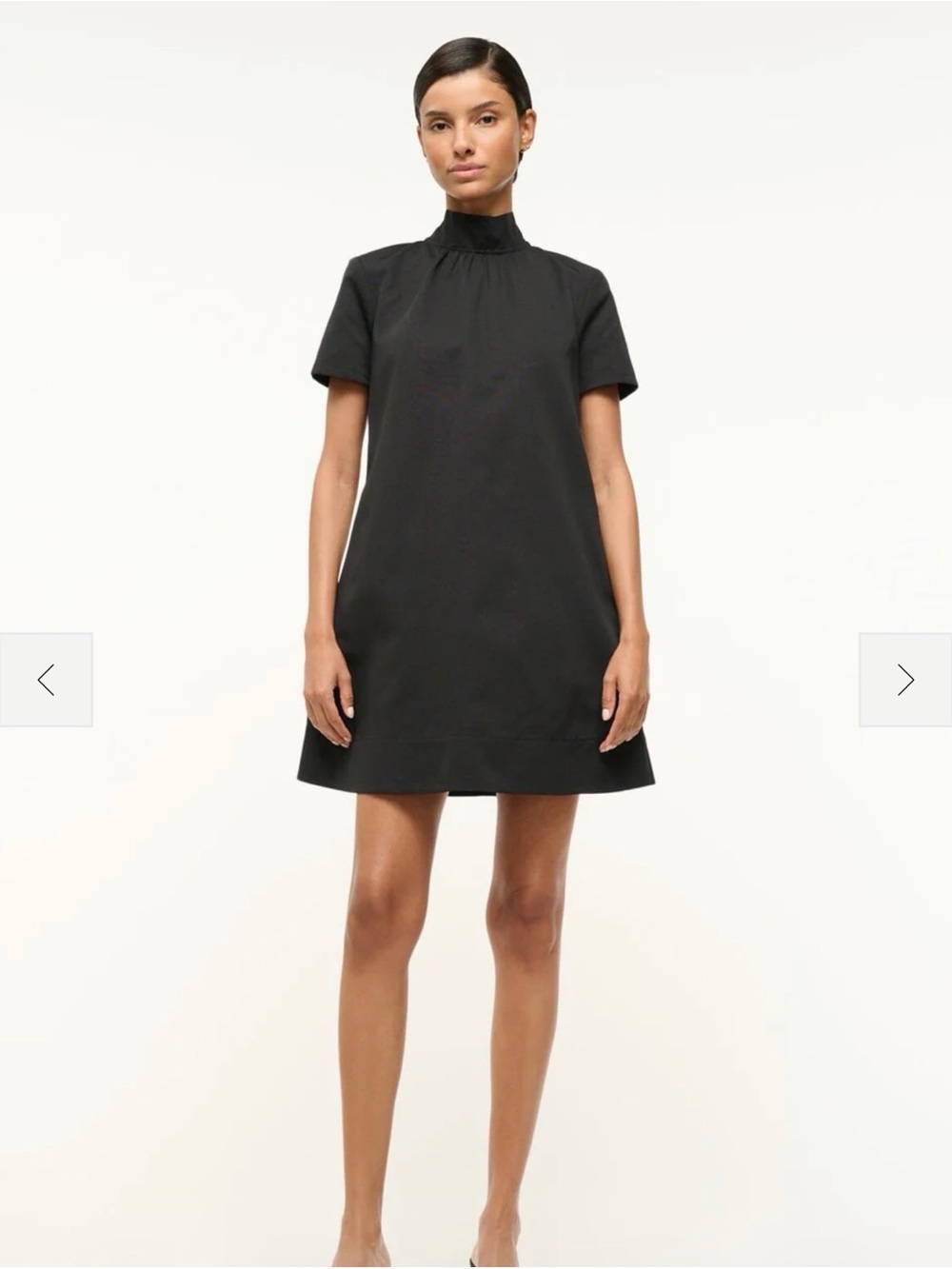 STAUD MINI ILANA NAVY Short-Sleeve Mock Neck Shift Dress